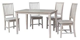 International Concepts 30x48 Dining Table With 4 Mission Chairs Washed Gray Taupe In 2020 Dining Table Espresso Dining Tables Wood Dining Table