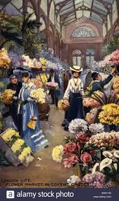 Covent Garden Flower Market London Ladies Purchasing Flowers In The Floral Hall At Covent Garden In Early 1900s Flower Market Flower Painting Flower Art