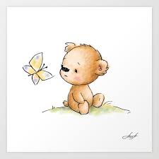 Check spelling or type a new query. Drawing Of Cute Teddy Bear With Butterfly Art Print By Anna Abramskaya Society6