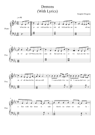 Kann mir jemand ne gute seite sagen? Imagine Dragons Demons With Lyrics Sheet Music For Piano Solo Musescore Com
