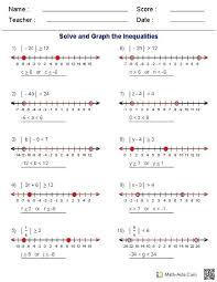 Solving Compound Inequalities Worksheet Solving And Graphing Pound Inequalities Workshe Absolute Value Inequalities Algebra Worksheets Absolute Value Equations