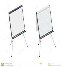 Isometric Blank Flip Chart Whiteboard And Empty Paper