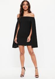 Black Bardot Cape Bodycon Dress Missguided Dresses Womens Dresses Dress Drop