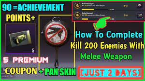 How To Complete 200 Kills With Melee Weapon Melee Mastery V In Pubg Mobile Easy Trick Youtube