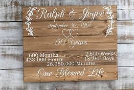 Gold is given as the traditional 50th anniversary gift because it's the most timeless and treasured metal. Personalized 50 Year Anniversary Gift Ideas Custom Wood Sign 50th Anniversary For Parents Wood Anniversary Wedding Welcome Sign Party Direction Signs Aliexpress