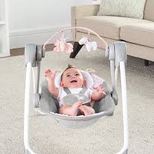 Pink Portable Compact Swing With Truespeed Infant Activities Baby Gym Pink