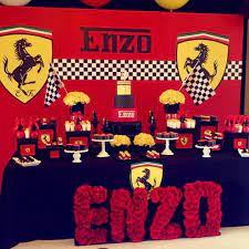 Cute roadway centerpieces placed on red paper pom poms. 13 Ferrari Theme Ideas Cars Birthday Race Car Party Ferrari Party