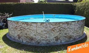 Ein pool im garten ist besonders im sommer ein perfekter ort zum entspannen. Poolverkleidung Mit Realistischen Fotomotiven Von Myfence