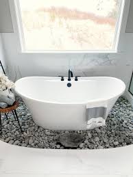 The use of gold river tiles on this bathroom provides class and elegance to an otherwise simple design. Modern Farmhouse Interiors With Subtle Fall Decor Home Bunch Interior Design Ideas
