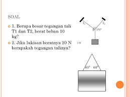 Pada sistem kesetimbangan benda seperti pada gambar di samping, panjang ab = 80 cm, ac = 60 cm, dan berat 18 n. Contoh Soal Tegangan Tali T1 Dan T2 Contoh Soal Terbaru