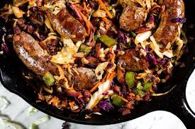 The bacon and onion really give this recipe a lot of sprinkle with the crumbled bacon. Sausage And Cabbage Skillet Paleo Whole30 Keto The Real Simple Good Life