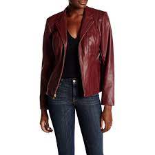 Cole Haan Faux Leather Seamed Jacket 75 Liked On Polyvore Featuring Outerwear Jackets Burgundy Burg Jackets Burgundy Faux Leather Jacket Clothes Design