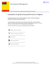 Unlocking the potential of agribusiness. Pdf Africa Journal Of Management Issn Print Evaluation Of Agribusiness Performance In Nigeria