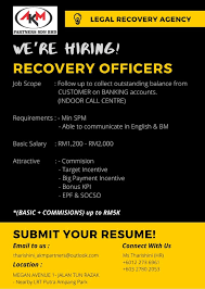 Interview questions for recovery officer.what was the critical condition you have experience as an recovery officer?give me an example of a stressful. Job Vacancy Credit Recovery Officer Akm Partners Sdn Bhd Facebook