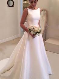 Elegant A Line Simple Open Back Bowknot Sweep Train Wedding Dresses Wd0113 Wedding Dress Train Formal Dresses For Weddings Sweep Train Wedding Dress