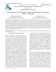21 likes · 2 talking about this. Pdf Little Things That Matters Green Information Technology Today A Review