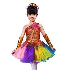 Girls Jazz Dance Dresses For Kids Children Rainbow Sequined Princess Modern Dance Chorus Stage Performance Competition Outfits Dance Dresses For Kids Jazz Dance Dress Girls Dance Dresses
