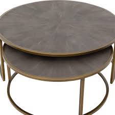 Massey Modern Regency Antique Brass Shagreen Round Nesting Coffee Table Nesting Coffee Tables Round Nesting Coffee Tables Brass Coffee Table