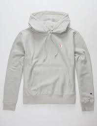 Long sleeve french terry hoodie in grey. Grey And White Champion Hoodie