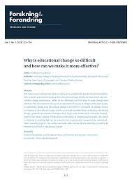 Pdf Why Is Educational Change So Difficult And How Can We Make It More Effective