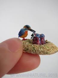 Dollhouse Miniature Common Kingfisher Feeding Her Babies With Fish In Nest 1 12 Scale Ooak Dollhouse Miniatures Miniatures Doll House