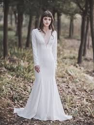 Maybe you would like to learn more about one of these? Boho Meerjungfrau Brautkleid Tiefer V Ausschnitt Langarm Satin Schlicht Elegant