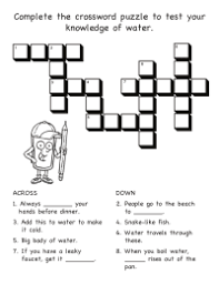 The process where liquid water turns into solid water. Water Facts Crossword Schoolfamily