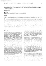 Pdf Assessing And Managing Risk In United Kingdom Scientific Diving At Work Operations