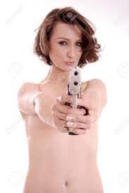 Sexy Nude Woman Pointing A Pistol At The Viewer. Stock Photo, Picture And  Royalty Free Image. Image 5214872.