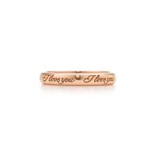 Tiffany Notes I Love You Band Ring In 18k Rose Gold 3 Mm Wide Tiffany Co In 2020 I Love You Ring Womens Wedding Bands Rose Gold