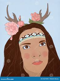 Deer Woman Illustration stock illustration. Illustration of people