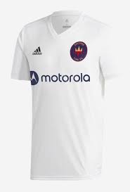 The new uniforms — dubbed the homecoming kit — feature red diagonal pinstripes and red adidas branding, while team sponsor motorola's logo is red and white. Chicago Fire 2020 Auswarts Trikot