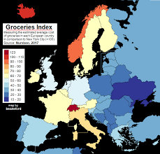 The Groceries Index In Europe 2017 Vivid Maps Geography Map Europe Europe Map