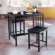 The table and stools are built on a metal base with four. Costway 3 Pcs Modern Counter Height Dining Set Table And 2 Chairs Kitchen Aliexpress