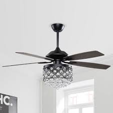 36 to 48 (1) 36 to 48 (176) 48 to 54 (514) 54 or larger (140) product type. Black 4 Light Chandelier 5 Blade Crystal Ceiling Fan With Remote 52 Inch On Sale Overstock 31938476