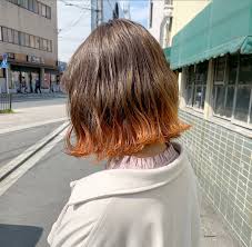 ボブ ナチュラル 裾カラーオレンジ 裾カラー saffy 園田 健太 550079 hair ヘアスタイル ロング ボブ ヘアスタイリング