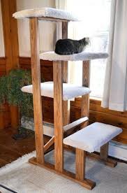 4 Tier Solid Wood Cat Tree Perch Diy Cat Tree Cat Furniture Cat Tree