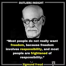 Sigmund Freud Most people do not really want freedom... Most people do not  really want freedom, because freedom involves responsibility, and most  people are frightened of responsibility. #sigmundfreud #sigmund #freud