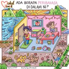 Itik n unggas yang hidupnya di darat, pandai berenang, badannya seperti angsa, tetapi lebih kecil, termasuk binatang piaraan; Kartun Comel Teka Peribahasa Cikgu Ayu Dot My