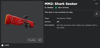 Our mm2 codes post has the most updated list of codes that you can redeem for free knife skins. Buy Nerf Roblox Mm2 Shark Seeker Dart Blaster Shark Fin Priming 3 Mega Darts Code To Unlock In Game Virtual Item Online In Turkey B08syhytbn
