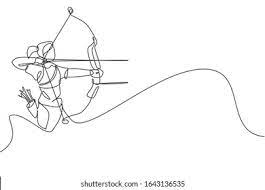 One Single Line Drawing Young Archer Stock Vector (Royalty Free) 1643136502  | Shutterstock