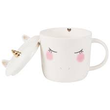 Mug Licorne En Faience Blanche Avec Couvercle Maisons Du Monde Canecas