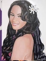 An intricate artist portrait of Lorena Cruz Miss American Samoa 1994.