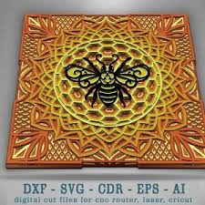 Download M01 Adorable Bee Svg Honeycomb Layered Svg For Cricut Glowforge Files Laser Cut Files 3d Mandala Svg Multilayered Mandala Svg Craftmegood