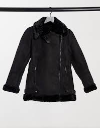 Faux fur basic coats and jackets ship in many designs. Stradivarius Faux Suede Aviator Jacket In Black Shopstyle