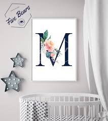 Letter M Floral Letter Print Flower Letter Print Nursery Wall Art Home Decor Children S Bedroom Flowers Bedroom Decor Letter Wall Art Floral Letters