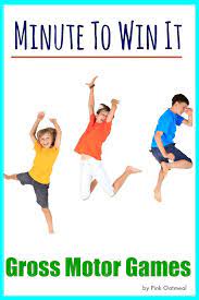 Gross Motor Minute To Win It Games Gym Games For Kids Physical Education Gym Games