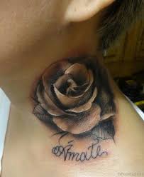 Couples can have matching rose with name tattoos and a unique style would be to try rose sun and moon tattoos as shown here. 40 Modern Rose Tattoos For Neck