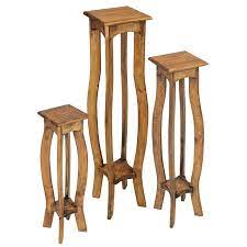 Rustic Pine Pedestal Plant Stands Set Of 3 Southwestern Decorating Plant Stand Rustic Wood