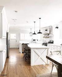 Free shipping available · great customer service · find a showroom Black Barn Pendant Light In A White Farmhouse Island Kitchen Modern Farmhouse Kitchens Farmhouse Style Kitchen Budget Kitchen Remodel